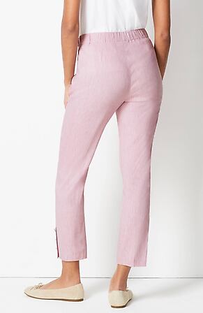 Back Image for Linen-Stretch Button-Hem Ankle Pants