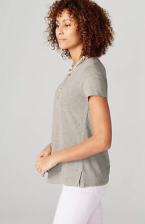 Side Image for Adrienne Linen & Rayon Crew-Neck Tee