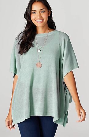 Side Image for Linen & Rayon Side-Tie Poncho