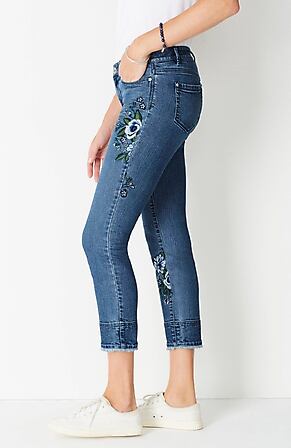 Back Image for Authentic Fit Fringed-Hem Cropped Jeans