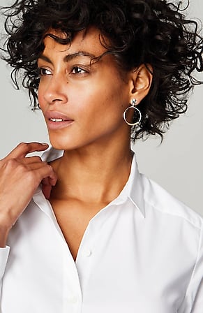 Side Image for Sterling Silver Circular Drop Earrings