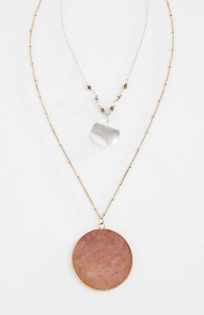 Side Image for Pink Sunset Double-Drop Necklace
