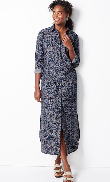 Shop our Pure Jill Kalamkari maxi shirtdress