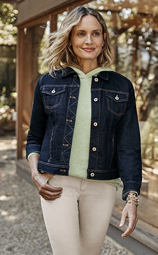 Shop our Classic Denim Jacket, Ribbed hooded pullover, Authentic Fit Slim-Leg Jeans and our Winter Shores Convertible Bracelet