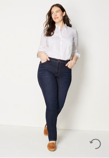 High-rise straight-leg jeans - size 14 front view