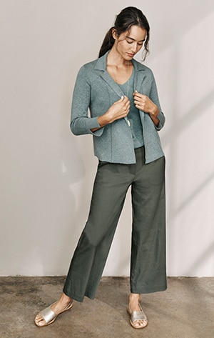 shop our Linen-Stretch Full-Leg Pull-On Crops
