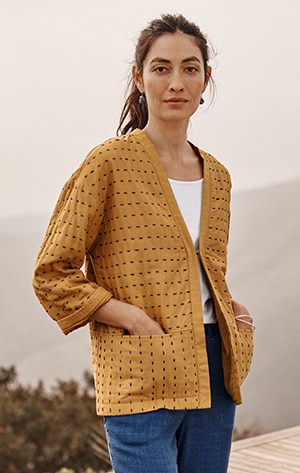 shop our Pure Jill Kantha-Stitched Kimono Jacket