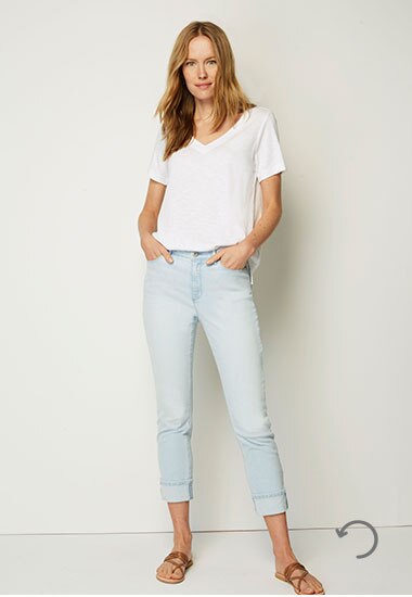 High-rise denim cuffed crops - size 4 front view