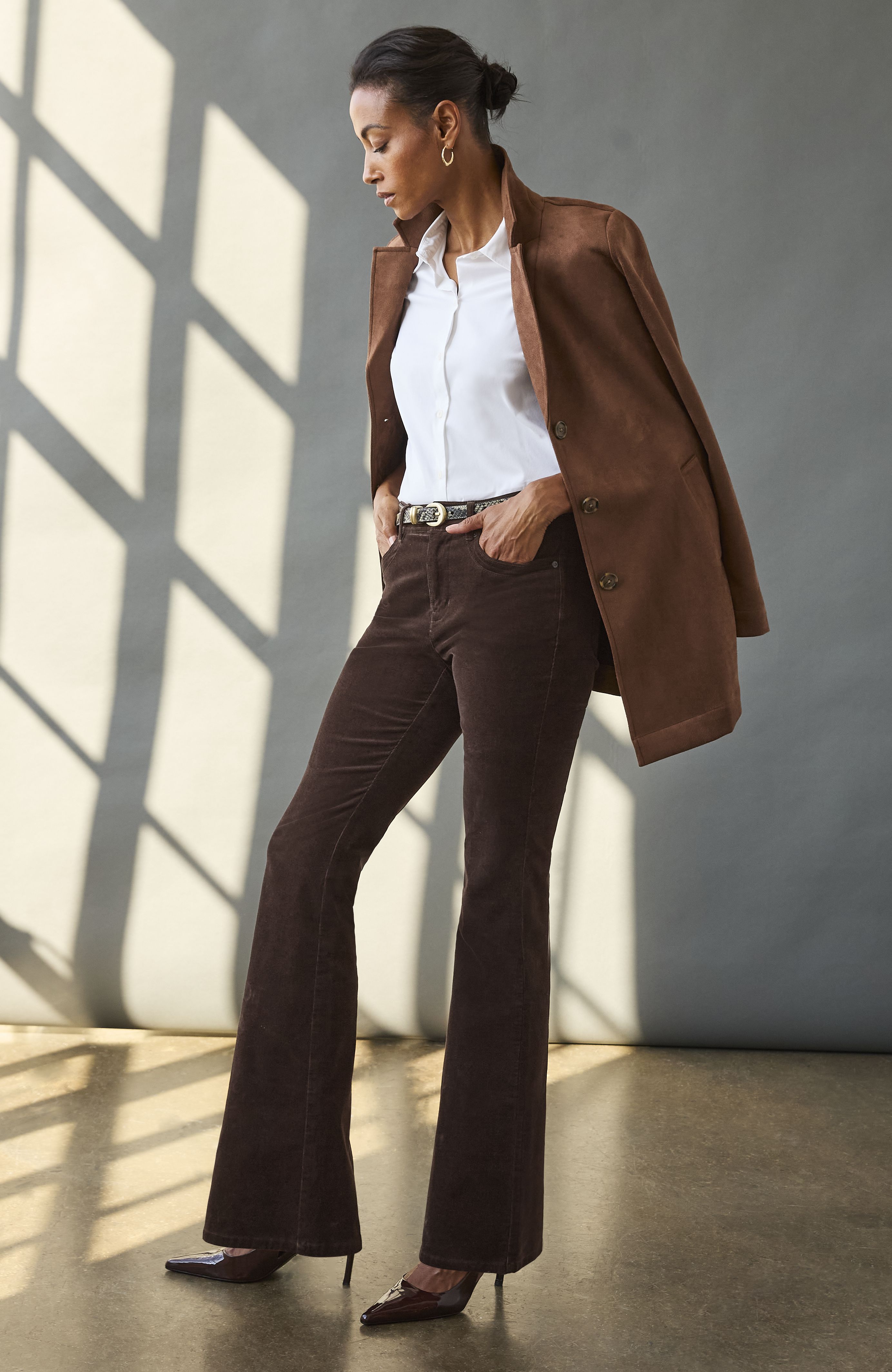 Shop our high-rise corduroy flared jeans