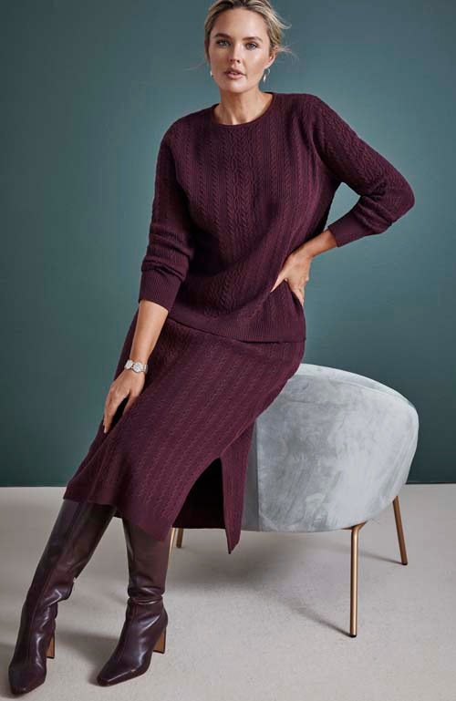 Shop our Cabled sweater skirt