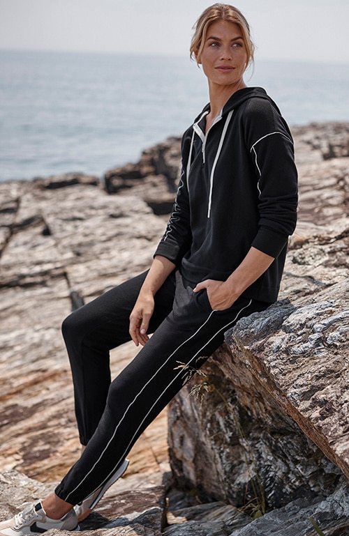 Shop our fit cozy contrast-trimmed joggers