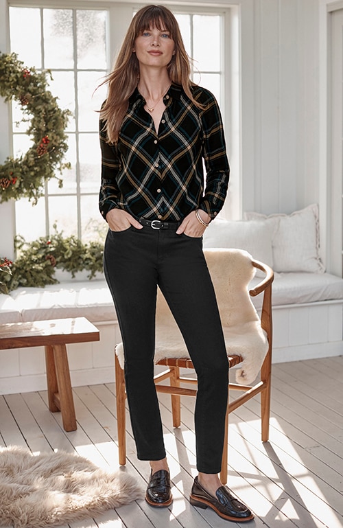 Shop our authentic fit slim-leg jeans