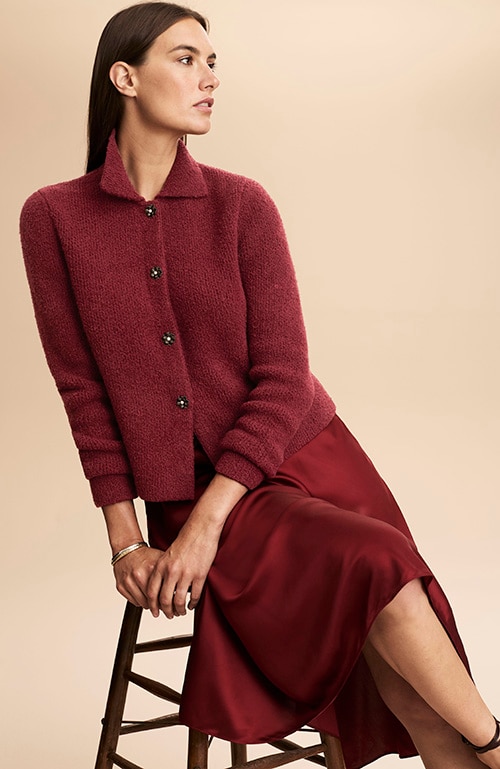 Shop collared bouclé cardi