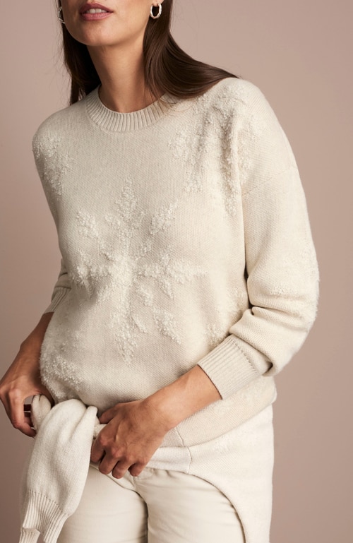 Shop our textured-stitched snowflake sweater