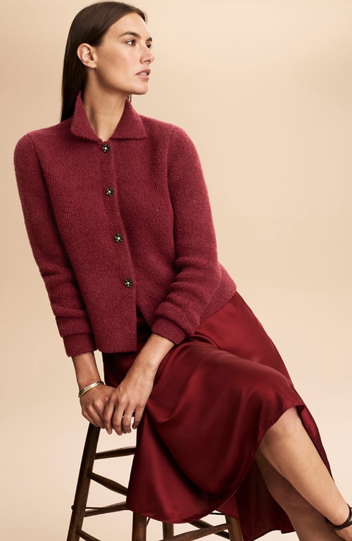 Shop our collared bouclé cardi