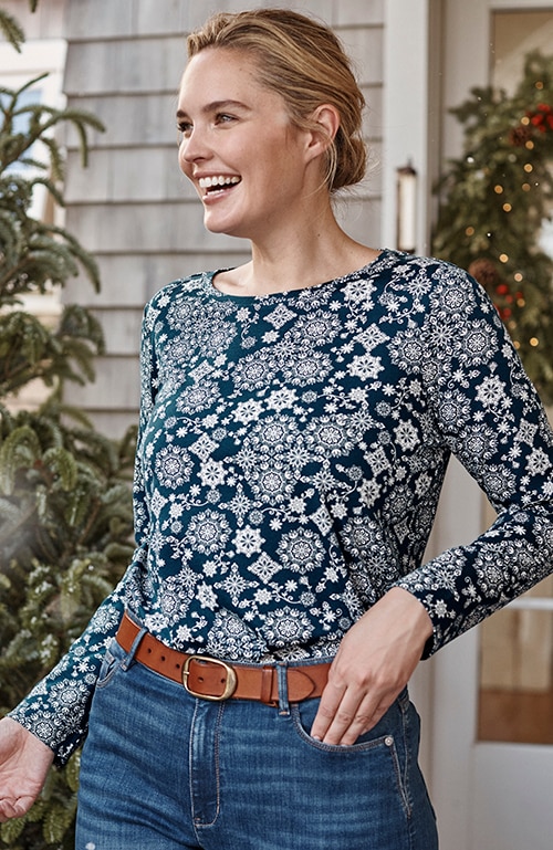 Shop pima long-sleeve crew-neck tee