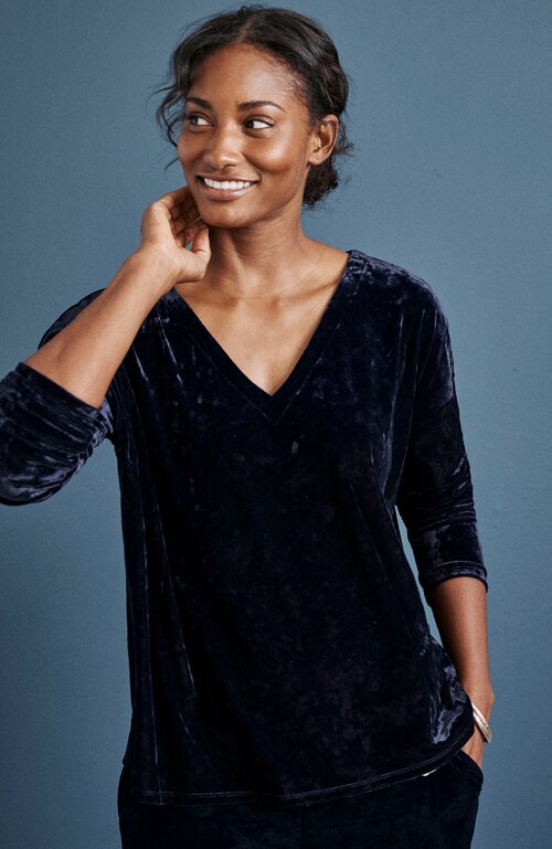 Shop our pure jill relaxed knit-velvet top