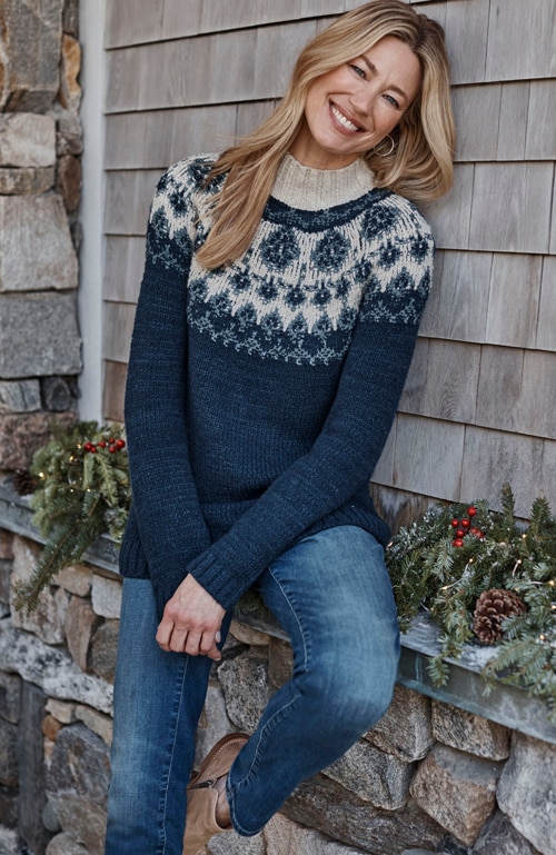 Shop our fair isle mock-neck sweater