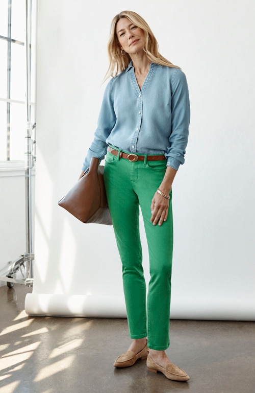 Shop our authentic fit slim-leg jeans