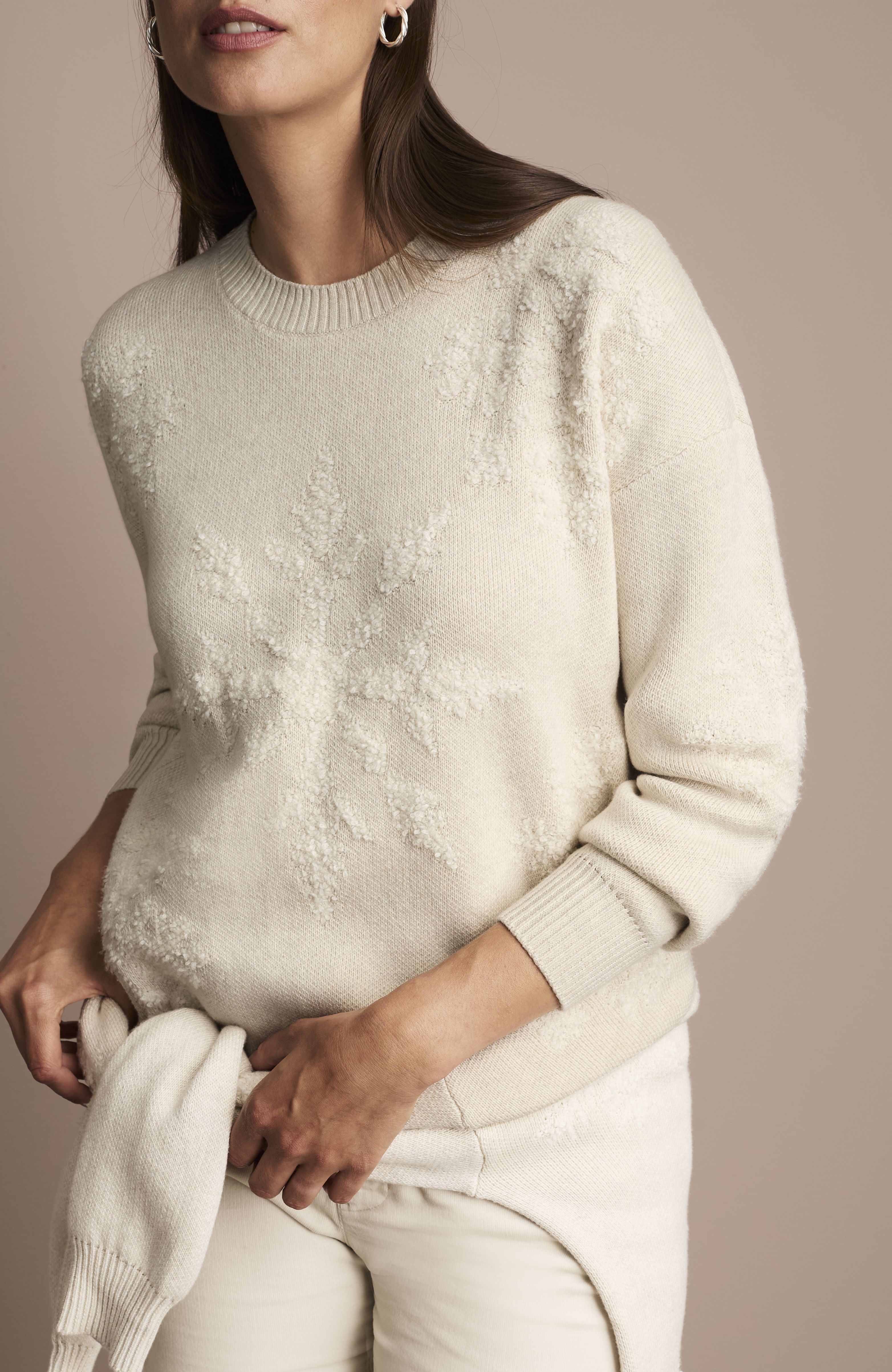 Shop textured-stitched snowflake sweater