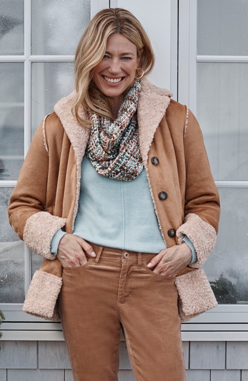 Shop our faux-suede & sherpa jacket