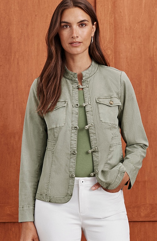 Shop our cotton-twill knot-button jacket