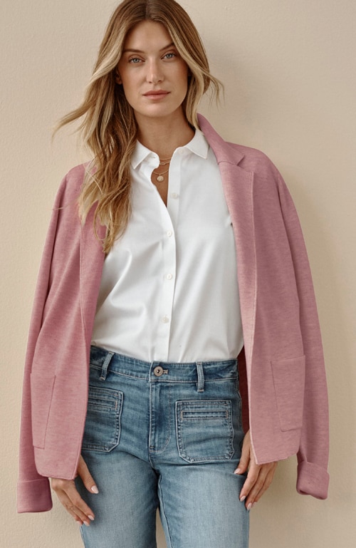 Shop our cotton-blend notched-collar cardi