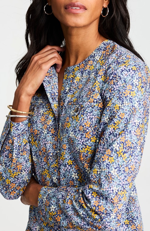 Shop our pima cotton band-collar shirt