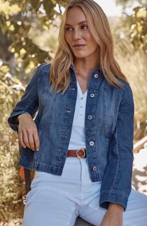 Shop our cotton & linen seamed denim jacket