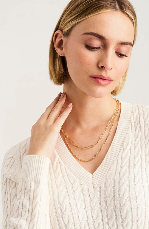 Shop our demi-fine double-layer chain necklace