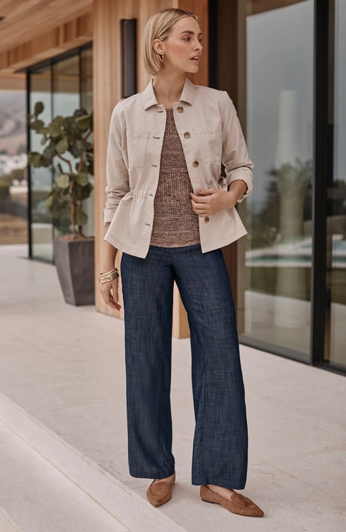 Shop our indigo tencel™ lyocell wide-leg pants