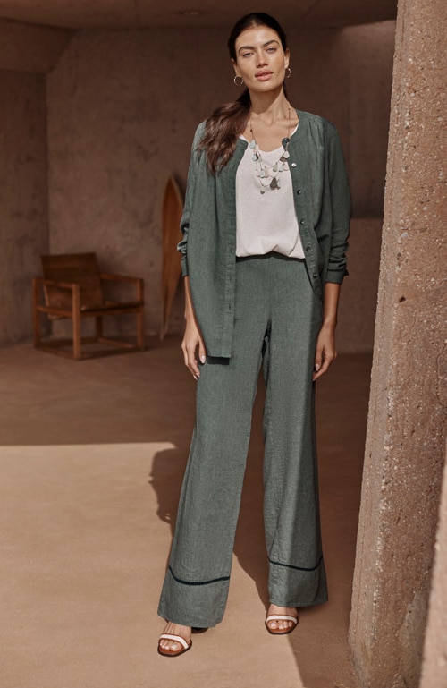Pure Jill Linen-Blend Wide-Leg Pants