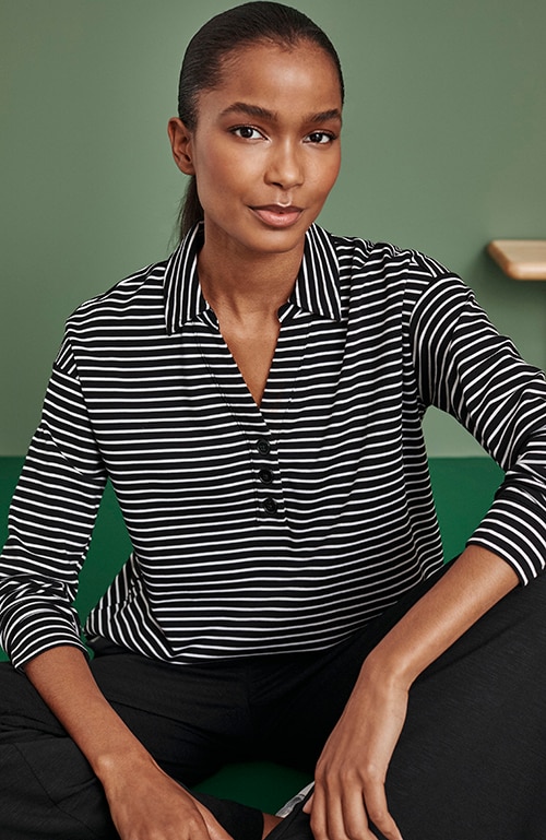 Shop our fit long-sleeve polo sweatshirt