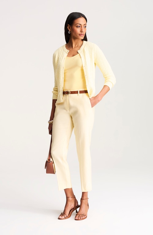 Shop our linen-stretch slim-leg pants