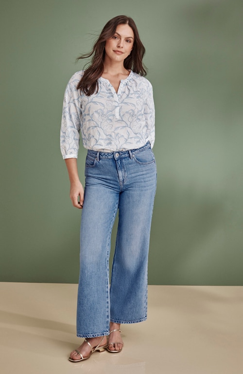 Shop our high-rise cotton & tencel™ lyocell wide-leg jeans