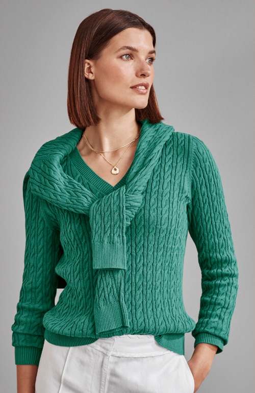 Shop cabled v-neck pullover
