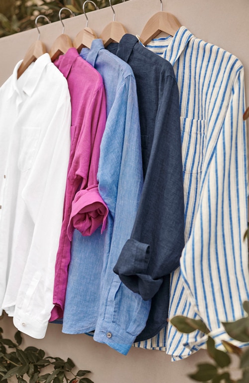 Shop our easy linen button-front shirt