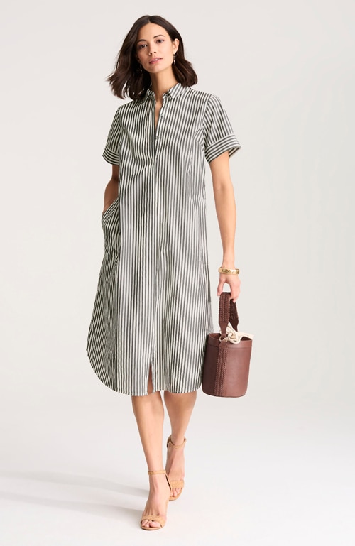 Shop our short-sleeve midi shirtdress