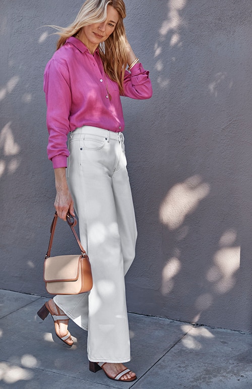 Shop our high-rise cotton & tencel™ lyocell wide-leg jeans