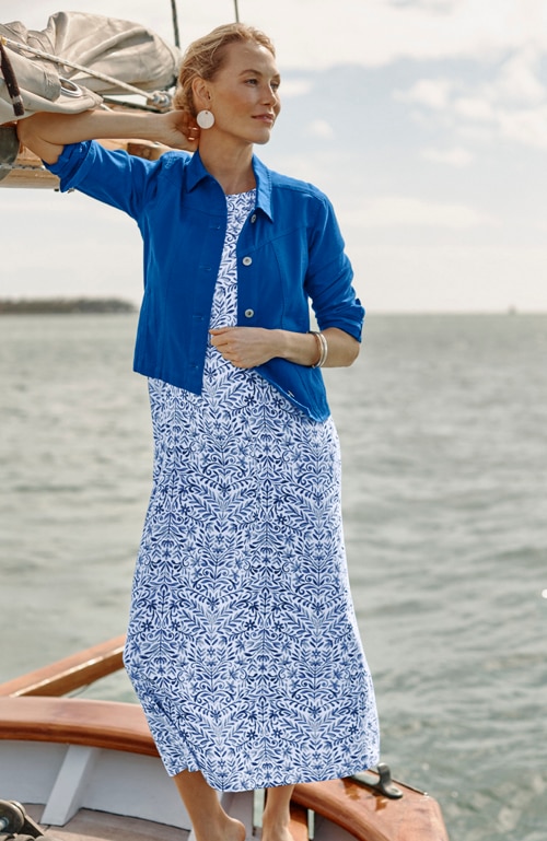 Shop our knit high-neck maxi dress