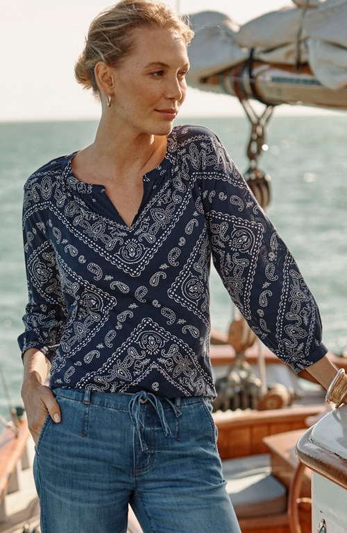 Shop our bandana-printed shirt