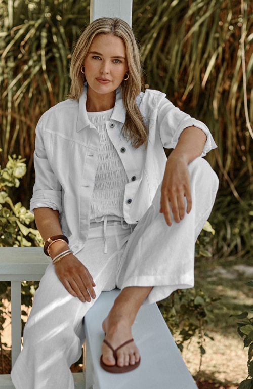 Shop our cotton & linen seamed denim jacket
