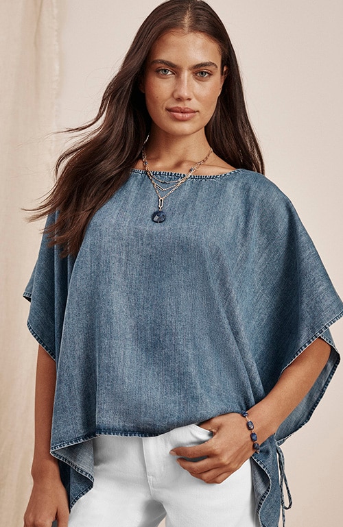 Shop our denim poncho