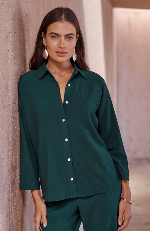 Shop our pure jill crinkle-texture top