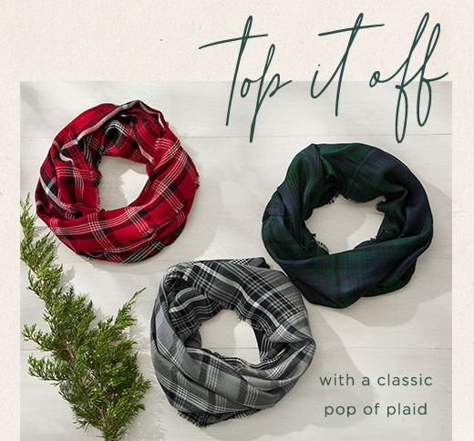 Top it off with a classic pop of plaid »