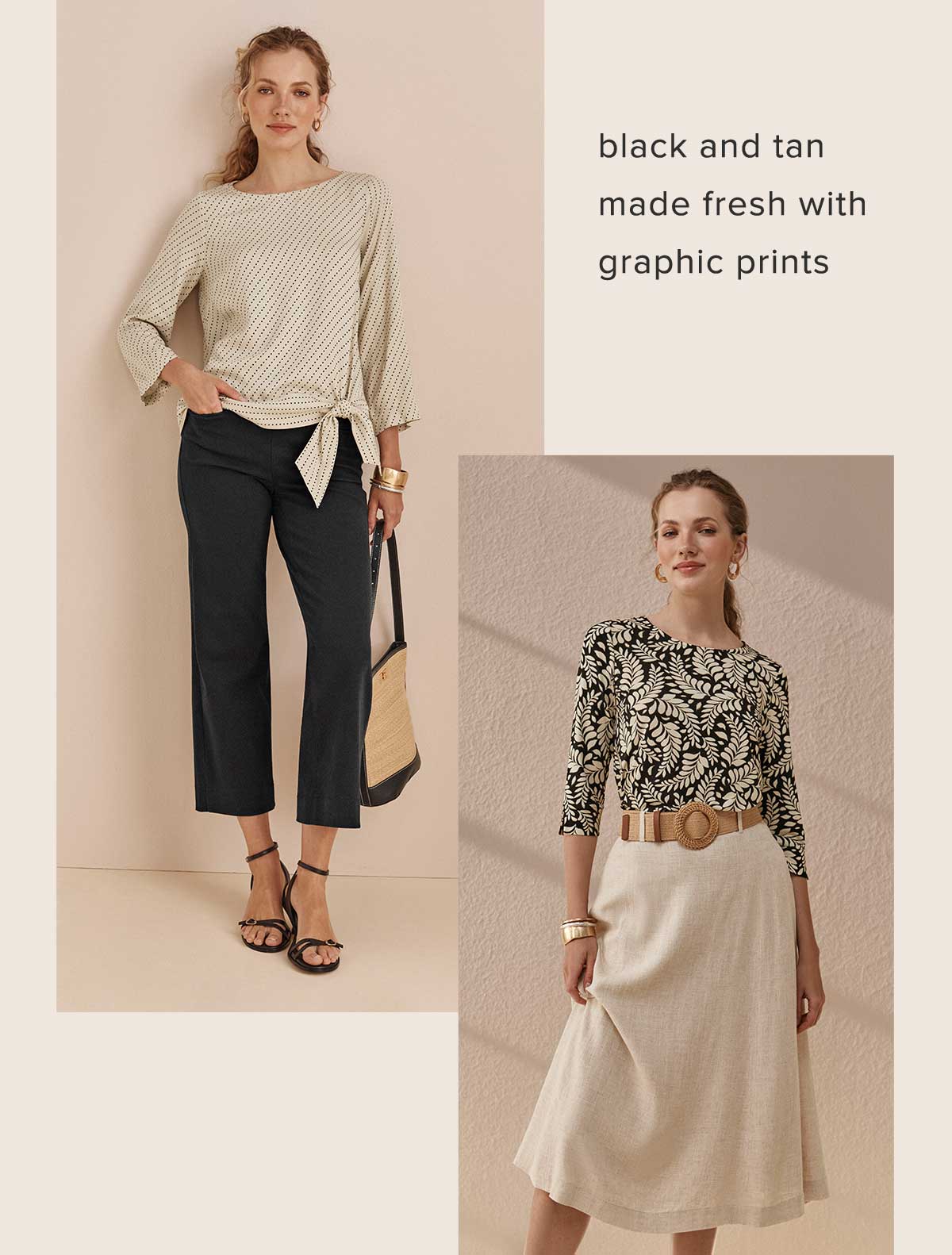 black and tan made fresh with graphic prints