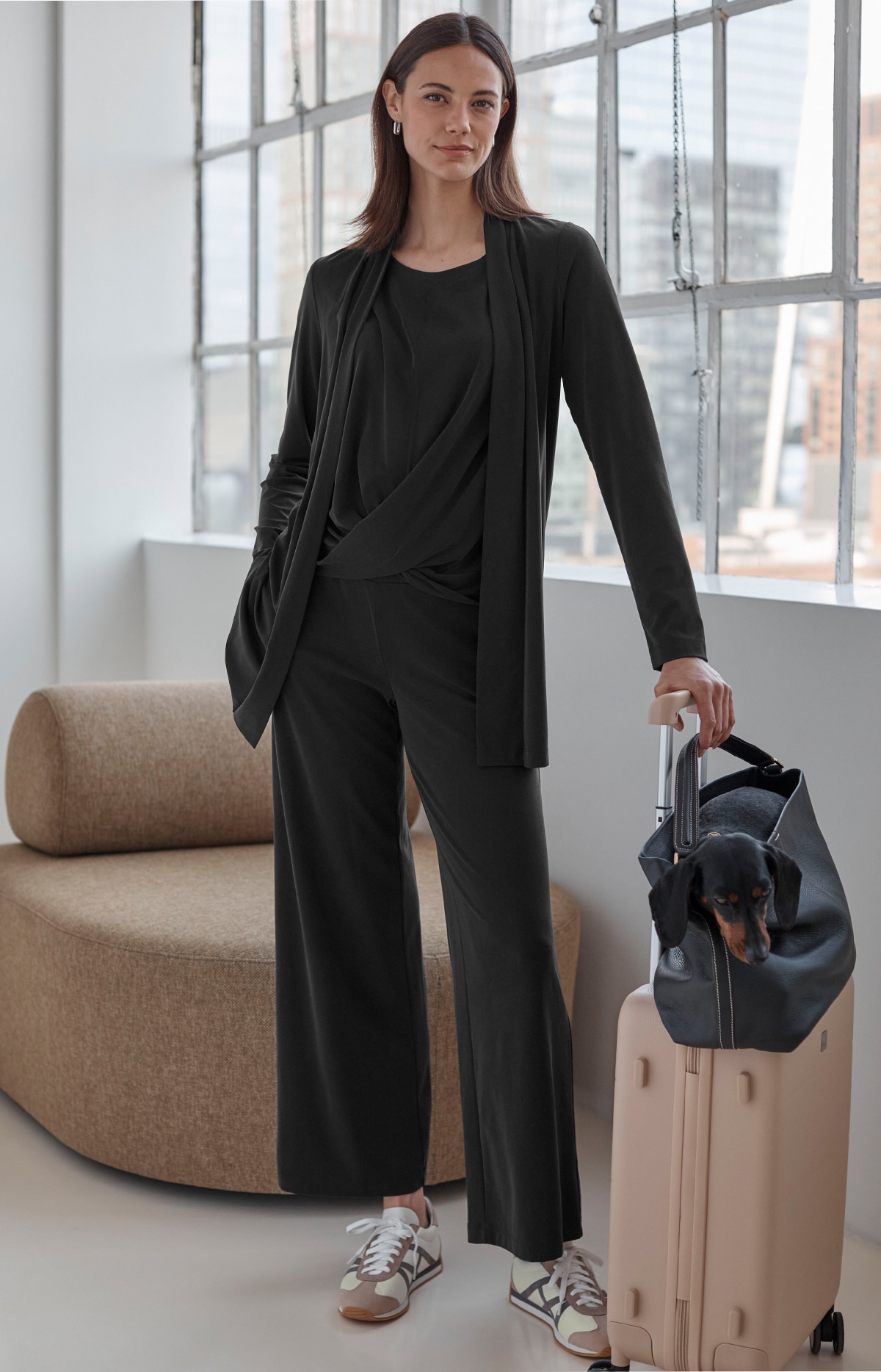 Buttery-soft modal blend, fluid shape, subtle ribbed texture, matte finish