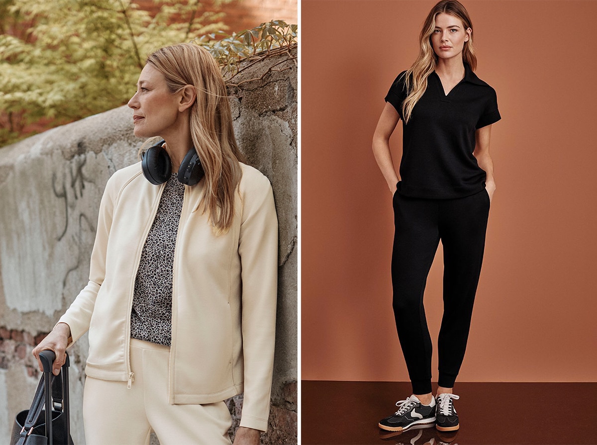 Smooth, refined softness, softly structured stretch, shape-retaining comfort, moisture-wicking performance