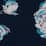 navy blue stenciled floral