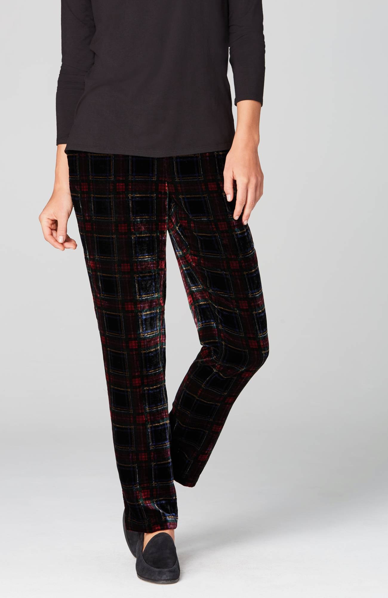 velvet slim leg trousers